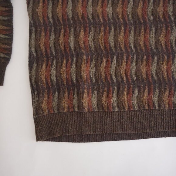 VTG Haggar Brown Multicolor Knit Sweater Retro Eclectic Grandpa Fall Layering XL - Picture 7 of 9